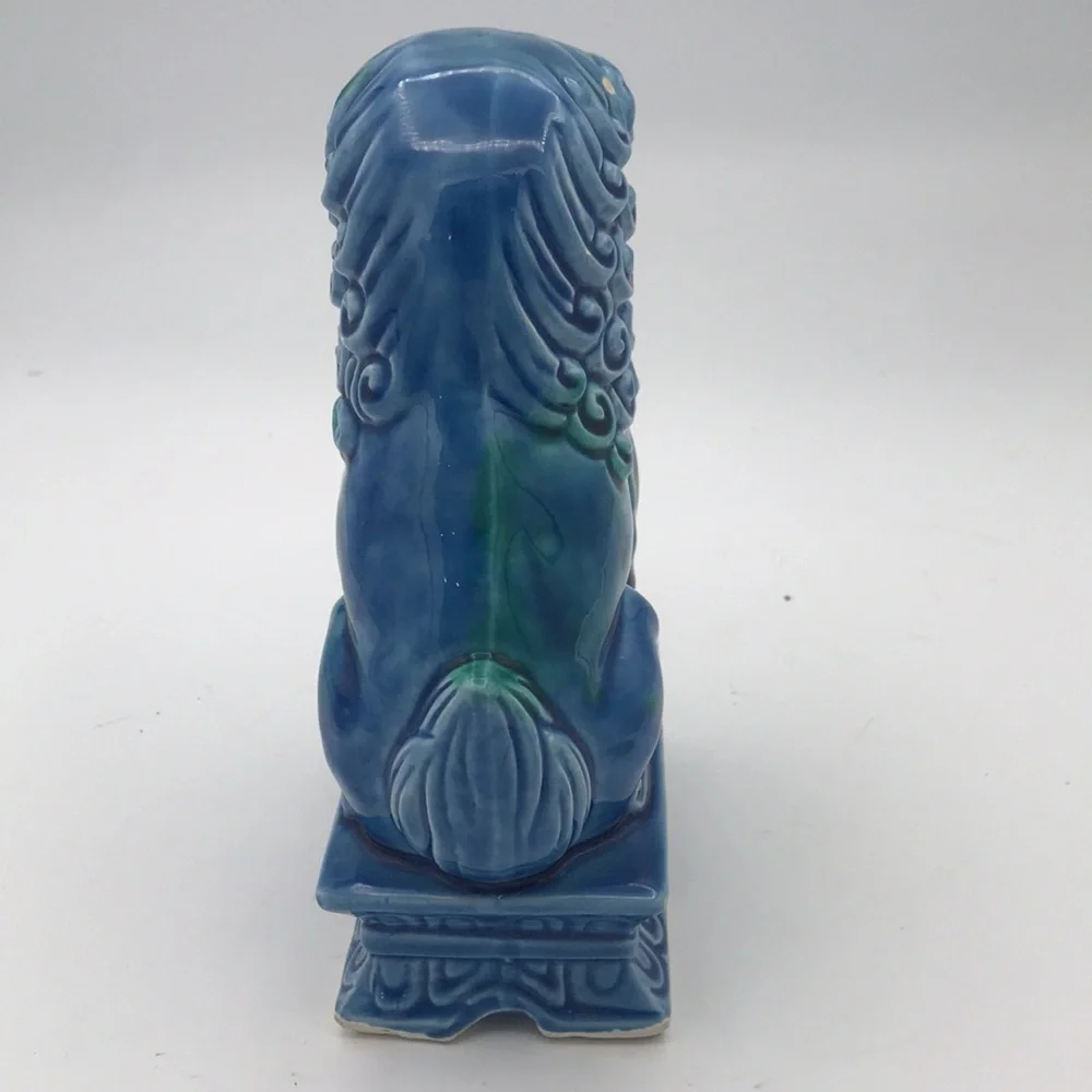 VTG Mid 20th Century Foo Dog Turquoise Glazed Porcelain Made in Japan - Picture 6 of 13